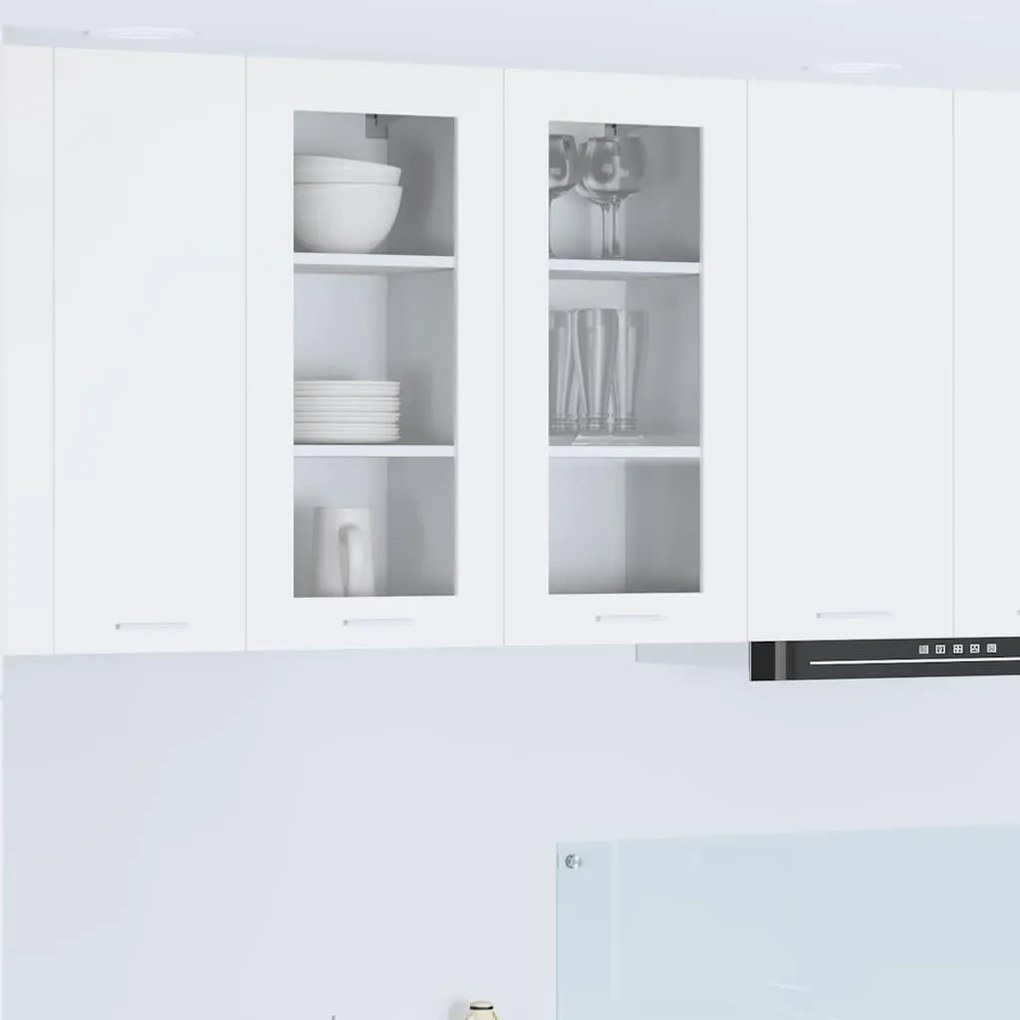 vidaXL Armário suspenso com armazenamento 2 pcs Branco 40 x 31 x 80 cm