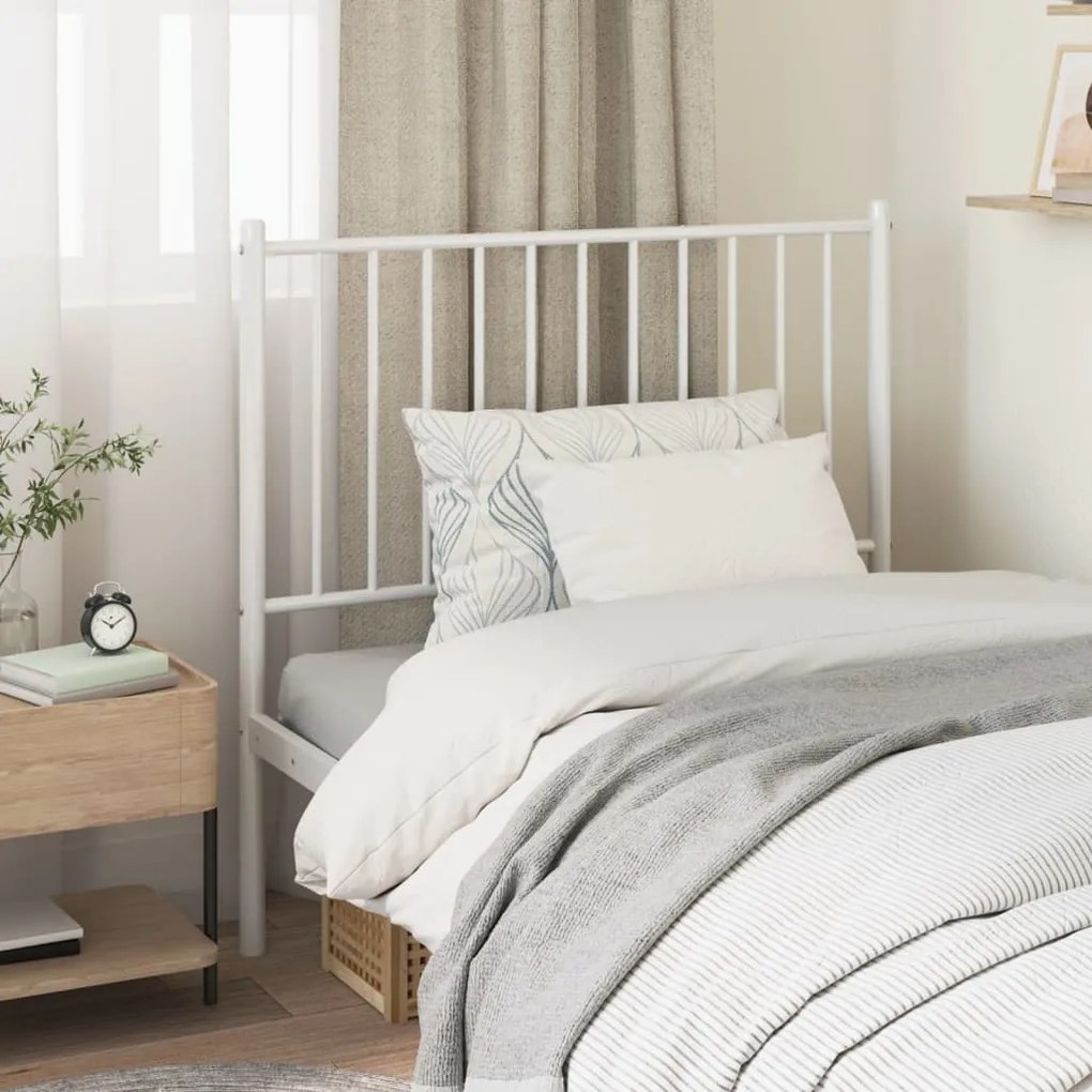vidaXL Cabeceira de cama 90 cm metal branco