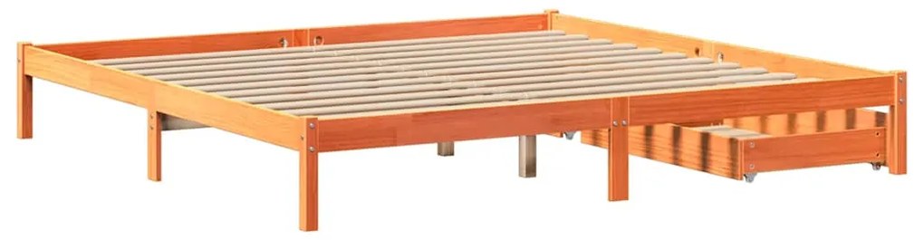 Cama sem colchão 200x200 cm pinho maciço castanho-mel