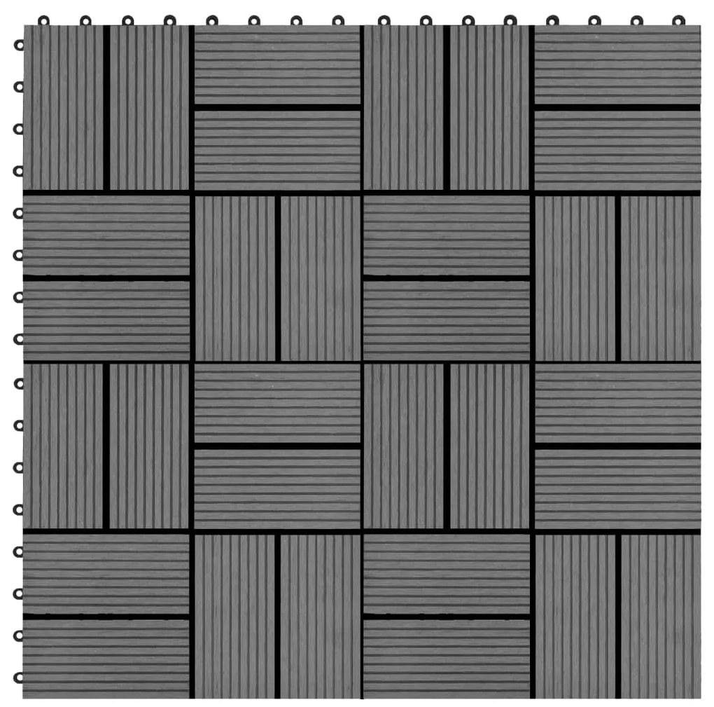 277807 vidaXL Ladrilhos de pavimento 22 pcs WPC 2m² 30x30 cm cinzento