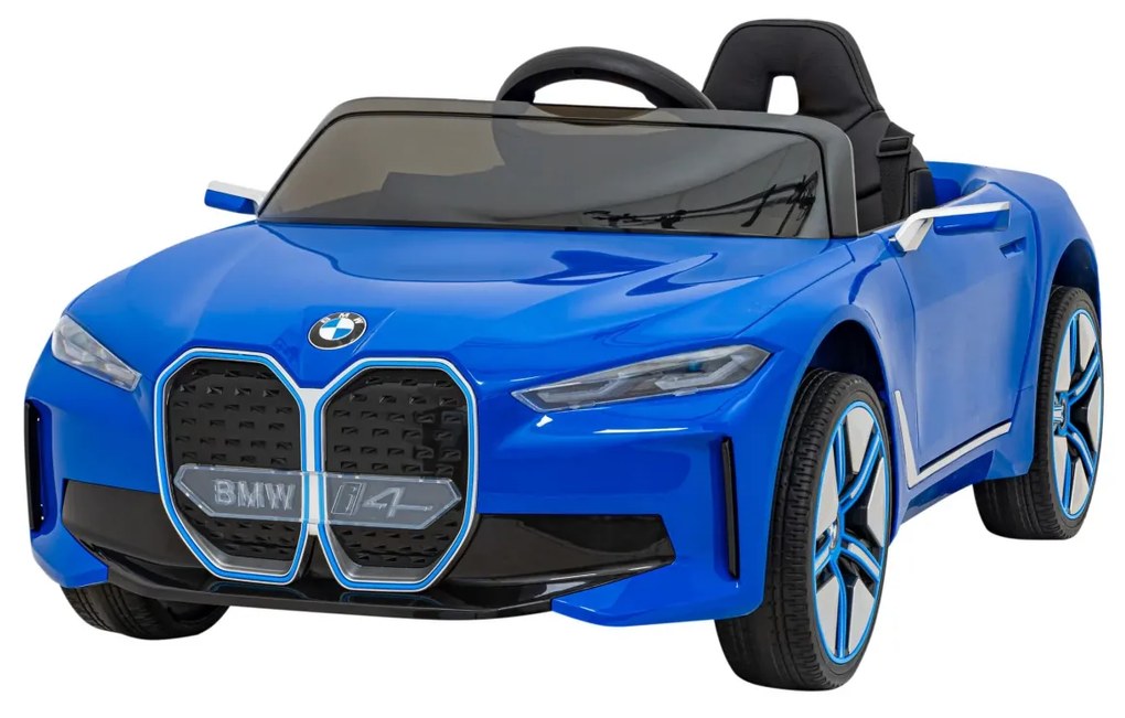 Carro elétrico para Crianças 12V BMW I4 Rodas de EVA, Assento de couro Azul