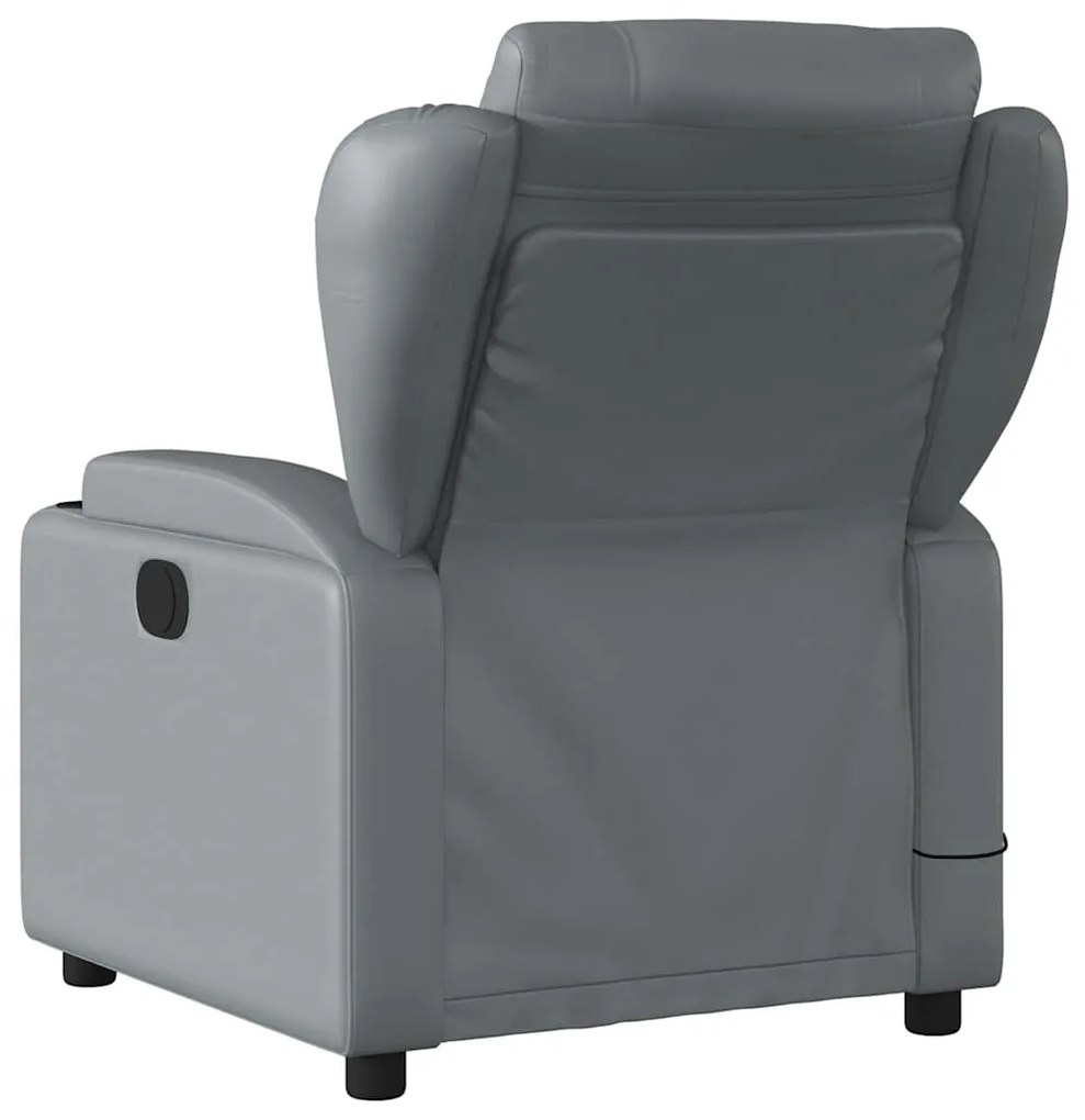 Poltrona de massagens reclinável couro artificial cinzento