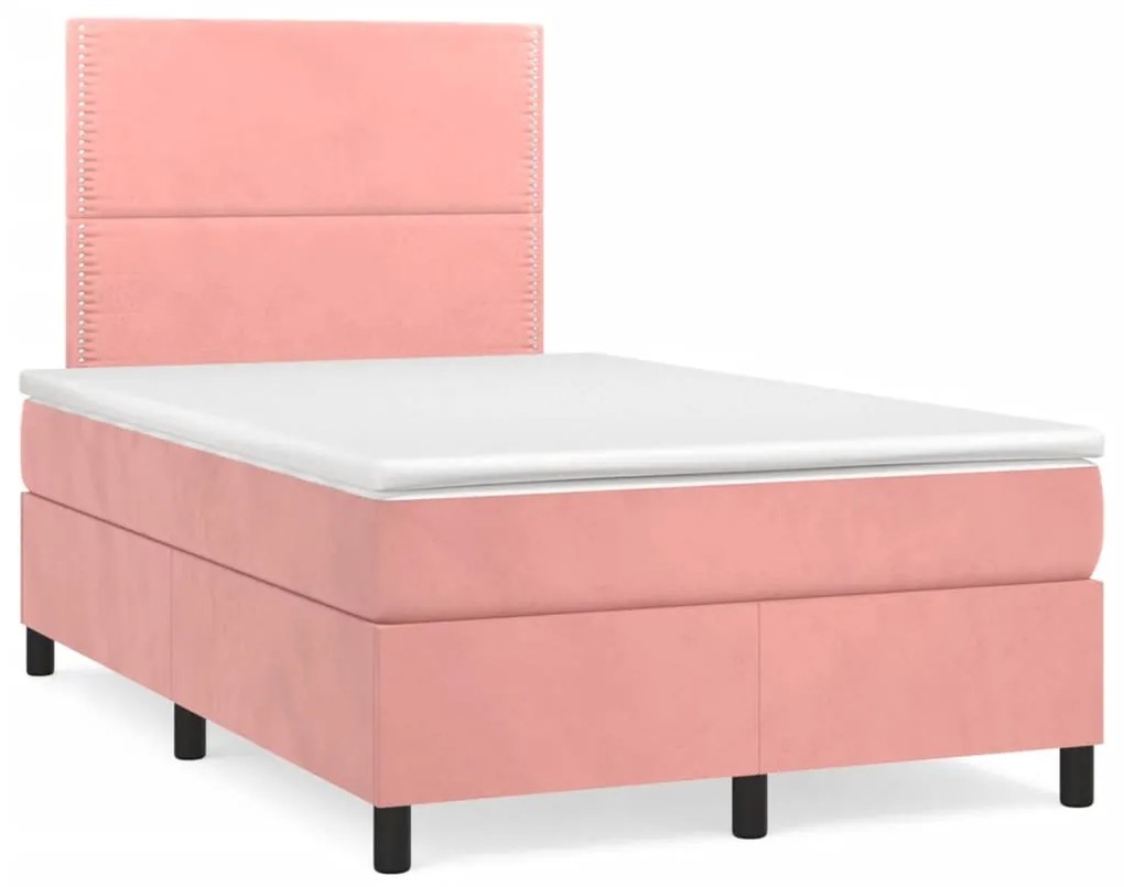 Cama box spring c/ colchão luzes e LED 120x190 cm veludo rosa