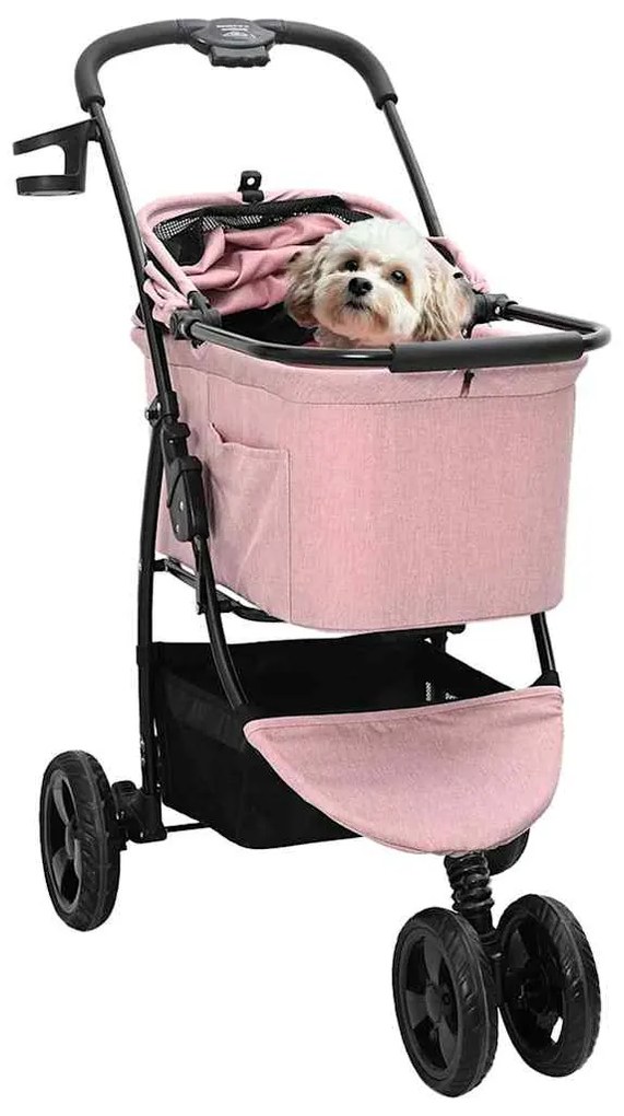 Carrinho de Pet Dobrável Rosa 78 x 54 x 101 cm Tecido Oxford