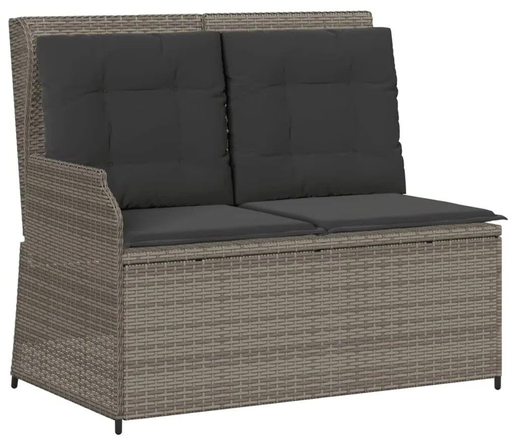 3 pcs conjunto lounge de jardim c/ almofadões vime PE cinzento