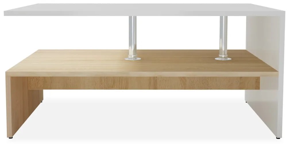 Mesa de Centro Salamanca de 90 cm - Carvalho/Branco - Design Moderno