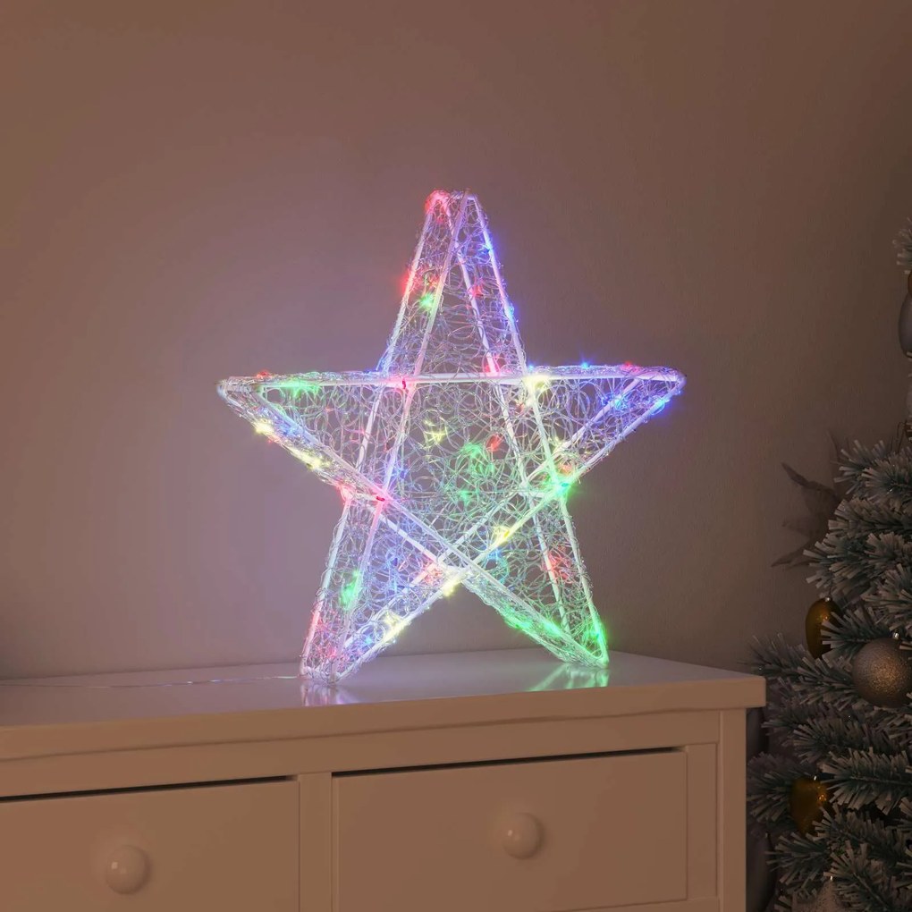 vidaXL Estrela 3D com 50 LEDs Multicolor 55 x 53,5 x 10 cm Acrílo