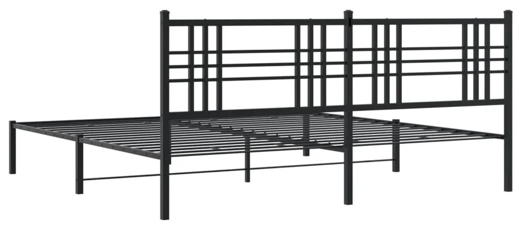 Estrutura de cama com cabeceira 200x200 cm metal preto