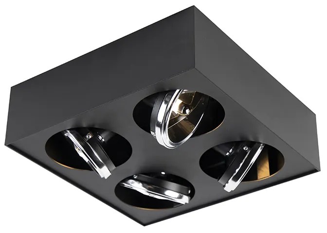 Projetores de design quadrado preto 4 luzes - Kaya Moderno