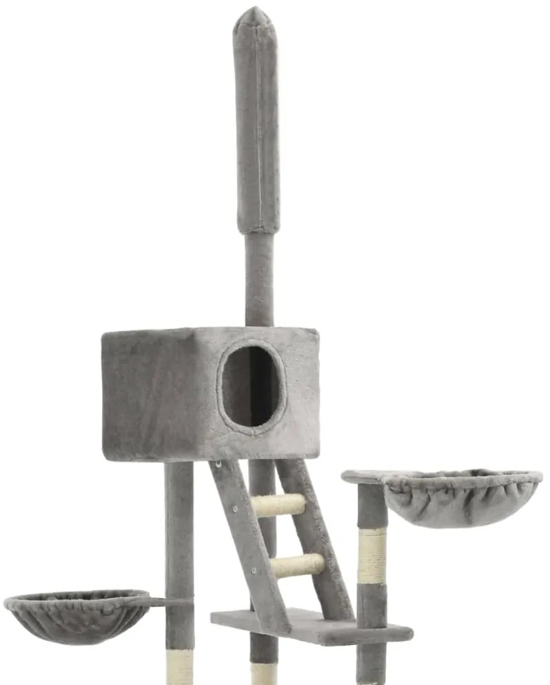 Árvore p/ gatos c/ postes arranhadores sisal 230-260cm cinzento