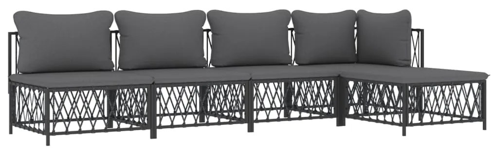 5 pcs conjunto lounge de jardim com almofadões aço antracite