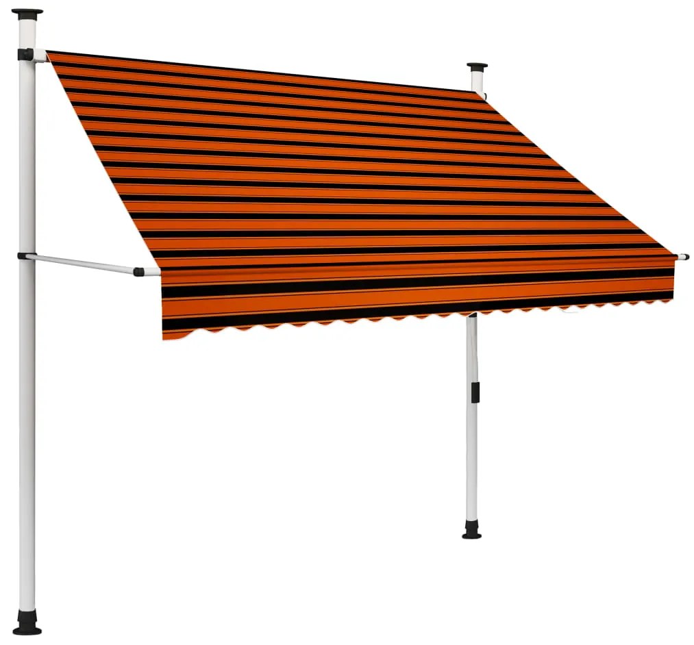 Toldo retrátil manual 200 cm laranja e castanho