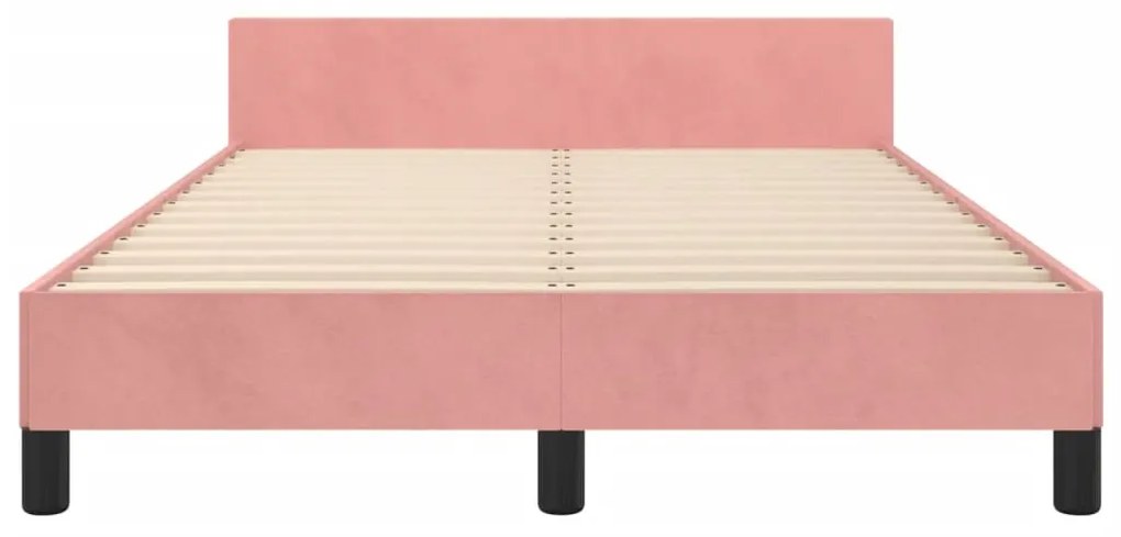 Estrutura de cama c/ cabeceira 120x200 cm veludo rosa