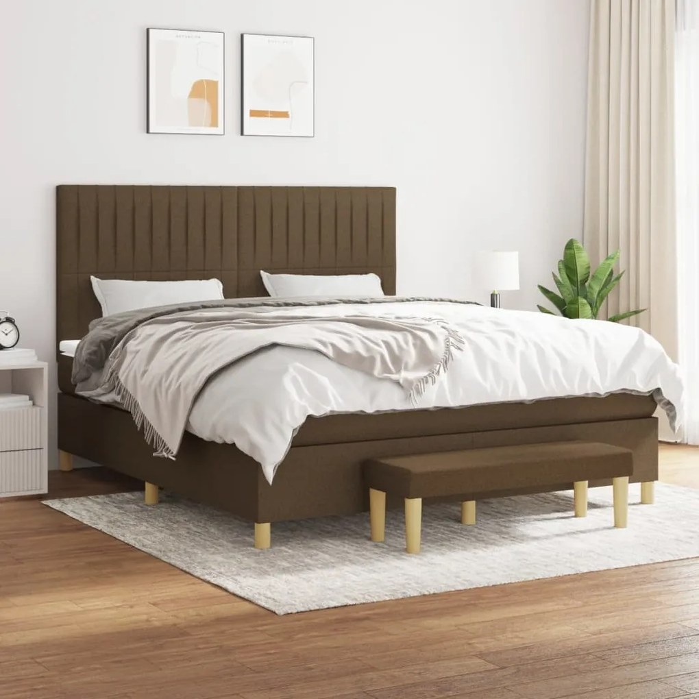 vidaXL Cama com molas/colchão 160x200 cm tecido castanho-escuro