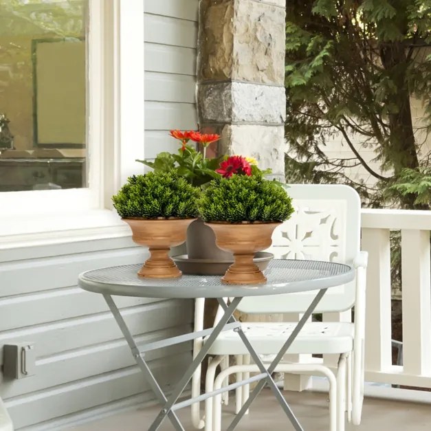 Conjunto de 4 plantas artificiais com vaso vintage para mesa de centro, pequenos pinheiros falsos, mini plantas falsas de interior, verdes