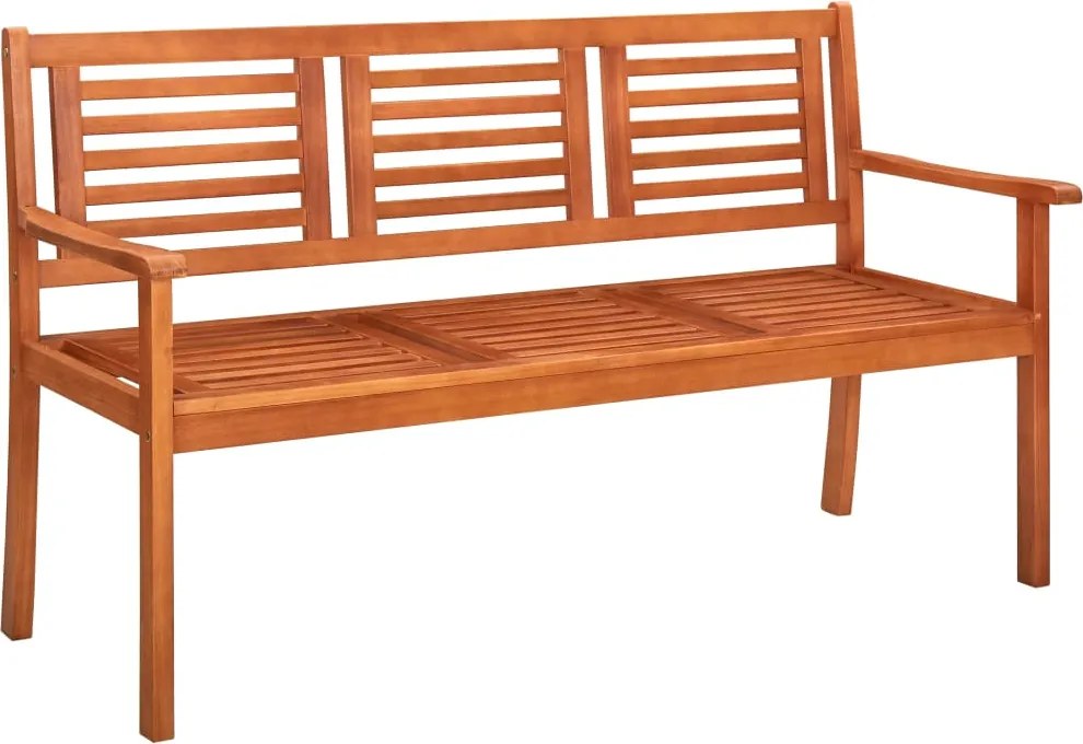 vidaXL Banco de jardim 3 lugares 150 cm madeira de eucalipto maciça
