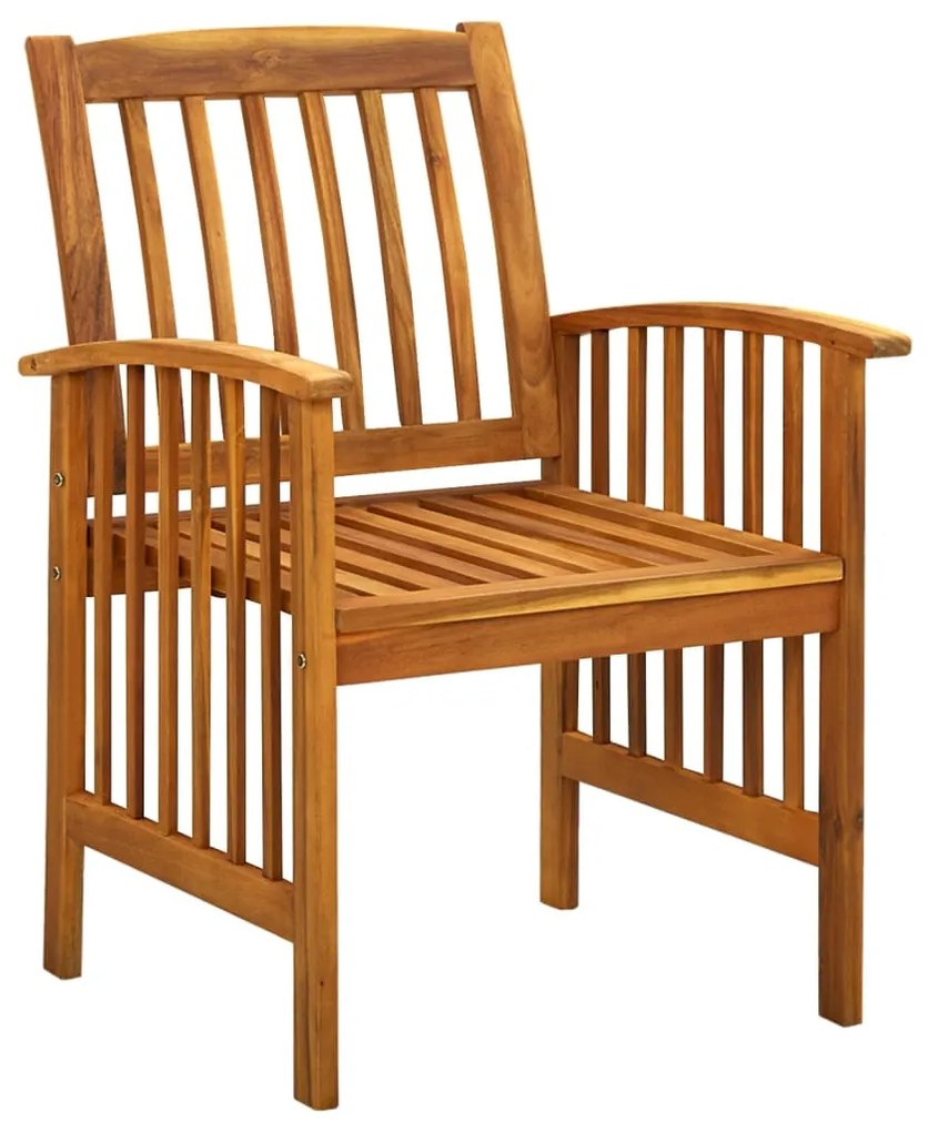 3 pcs conjunto de jantar p/ jardim c/ almofadões acácia maciça