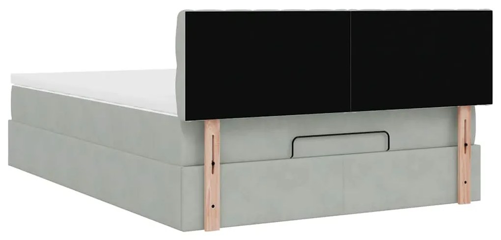 Estrutura de cama otomana com colchão 140x190 cm cinzento claro