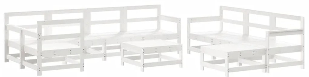 10pcs conjunto lounge jardim c/almofadões madeira maciça branco