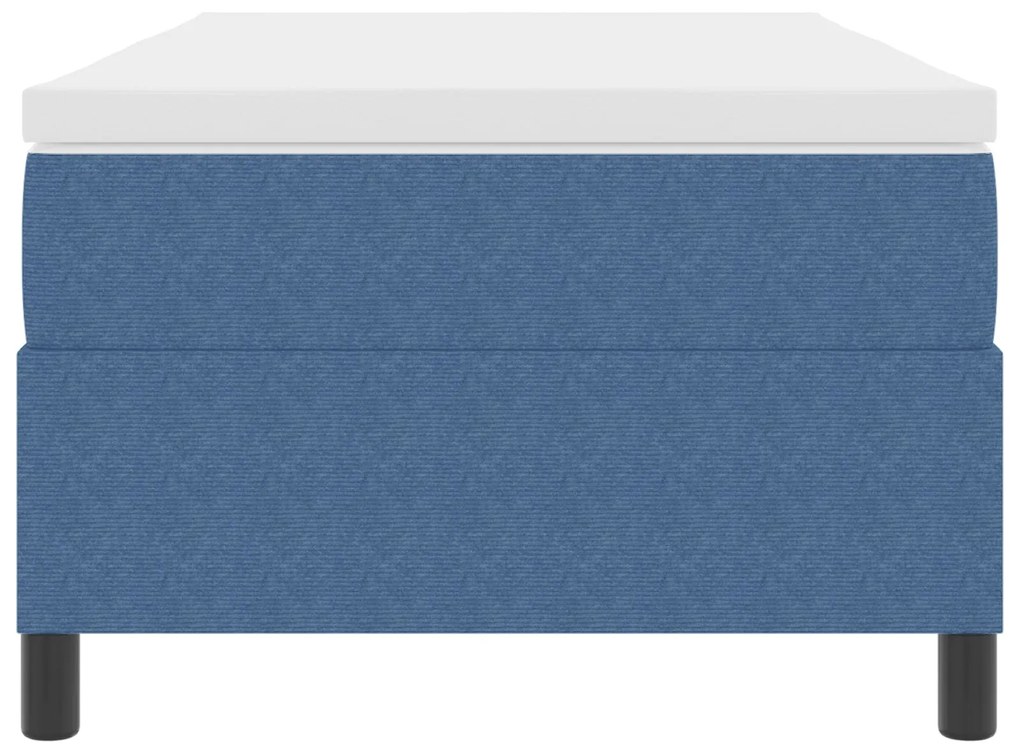 Cama Box Spring com Colchão Azul 100x200 cm Tecido Corduroy