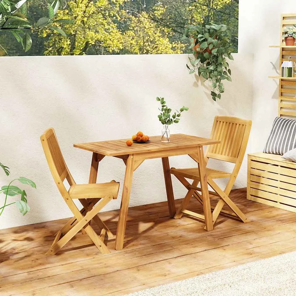 3 pcs conjunto de jantar para jardim madeira de acácia maciça