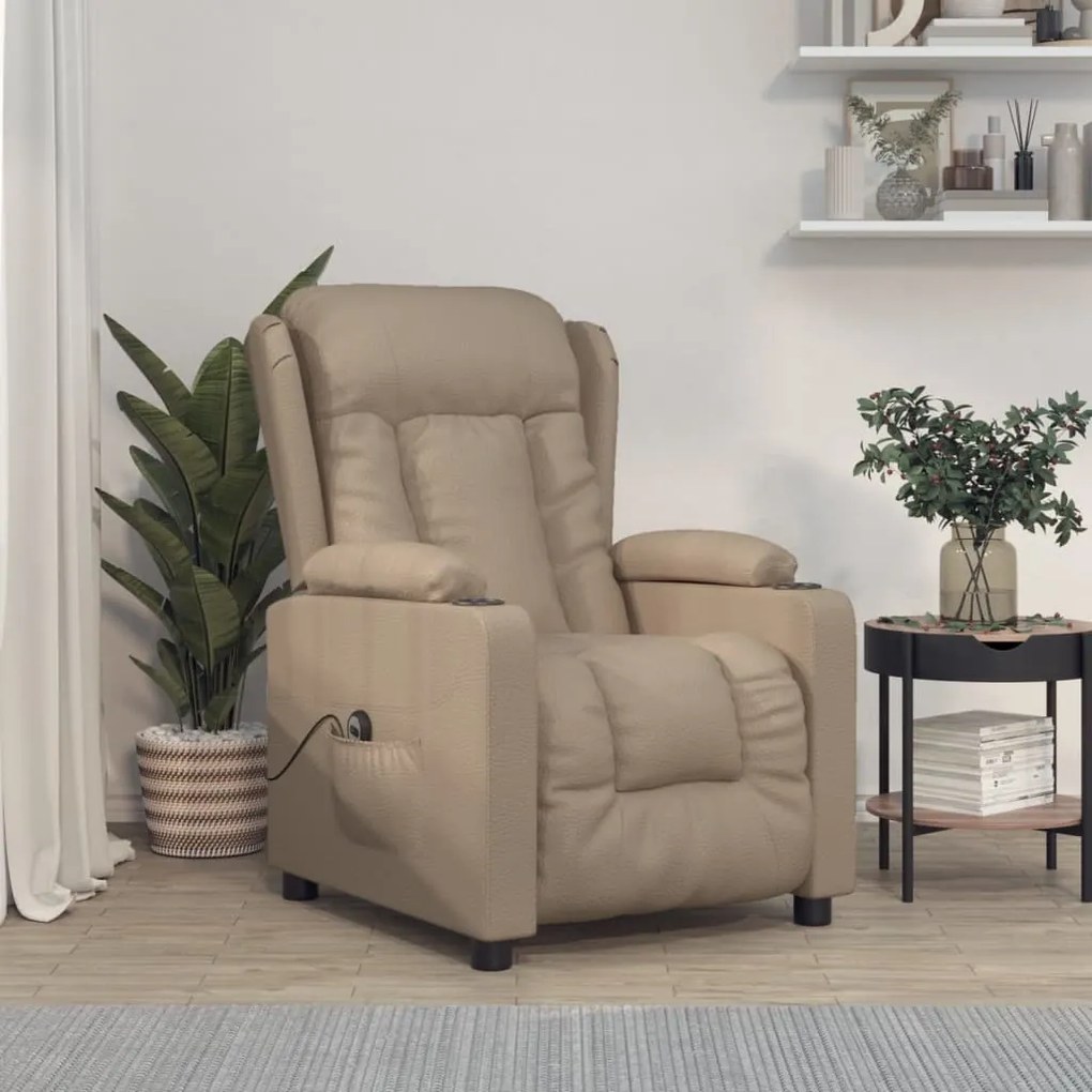 Poltrona reclinável elétrica couro artificial cor cappuccino