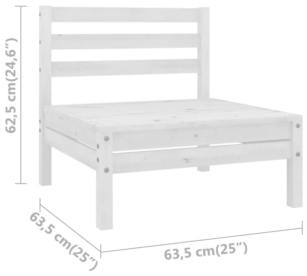 Sofá de centro para jardim madeira de pinho maciça branco