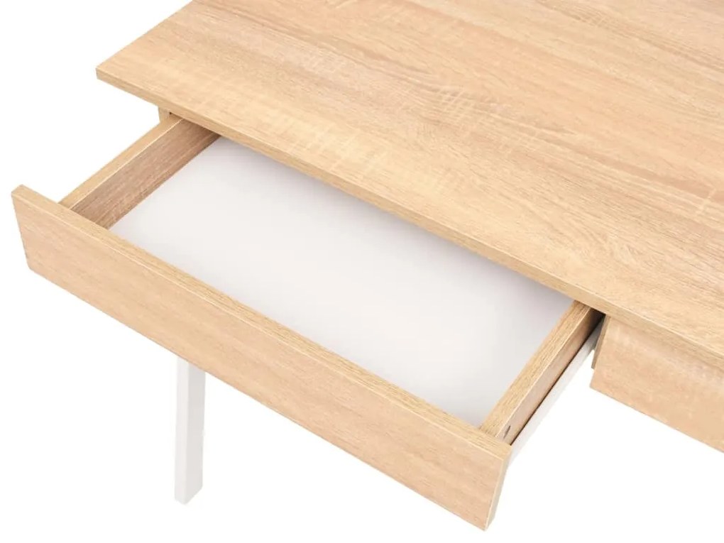 Secretária 110x55x75 cm cor carvalho e branco