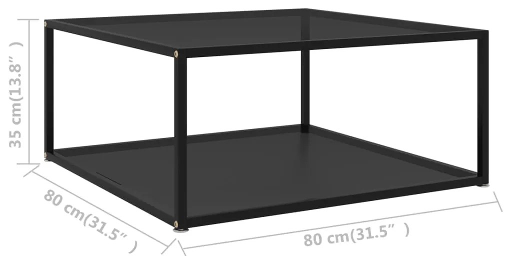Mesa de centro 80x80x35 cm vidro temperado preto