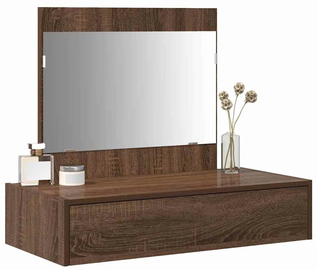 Mesa de Maquiagem de Parede Carvalho Castanho 83x40x70 cm
