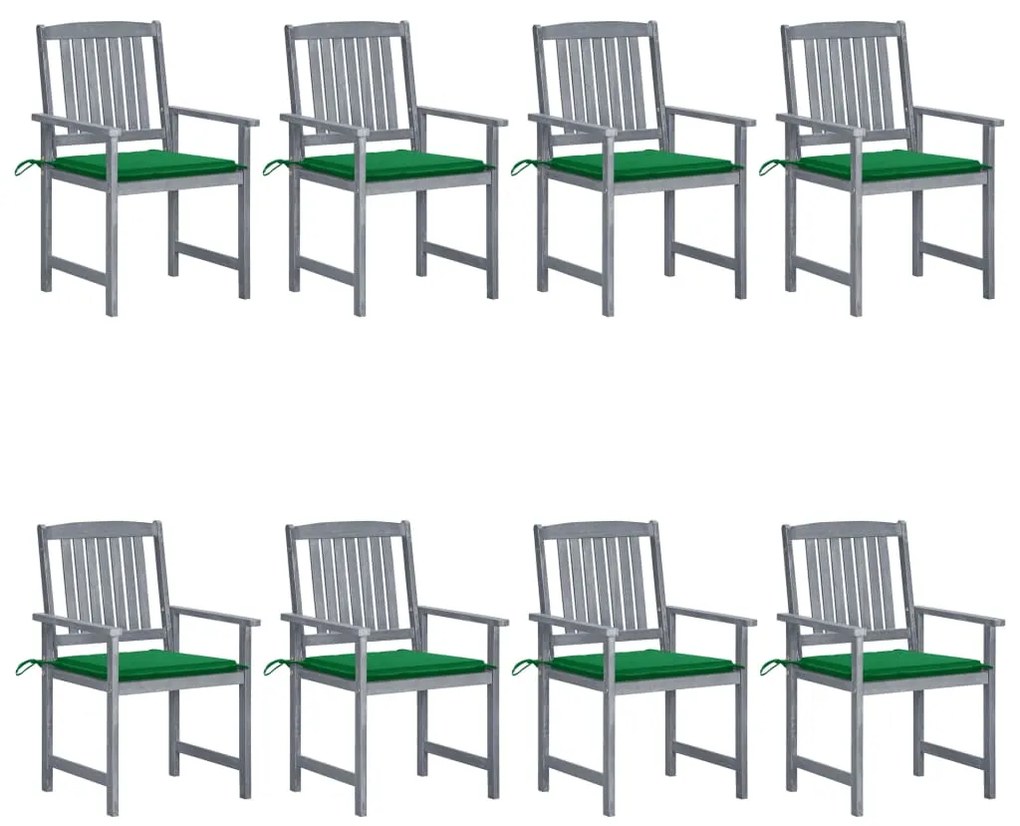 vidaXL Cadeiras de jardim c/ almofadões 8 pcs acácia maciça cinzento