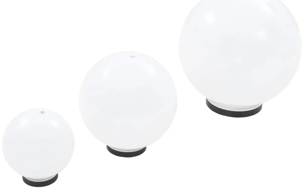 Conjunto de candeeiros esféricos LED 3 pcs 20/30/40 cm PMMA