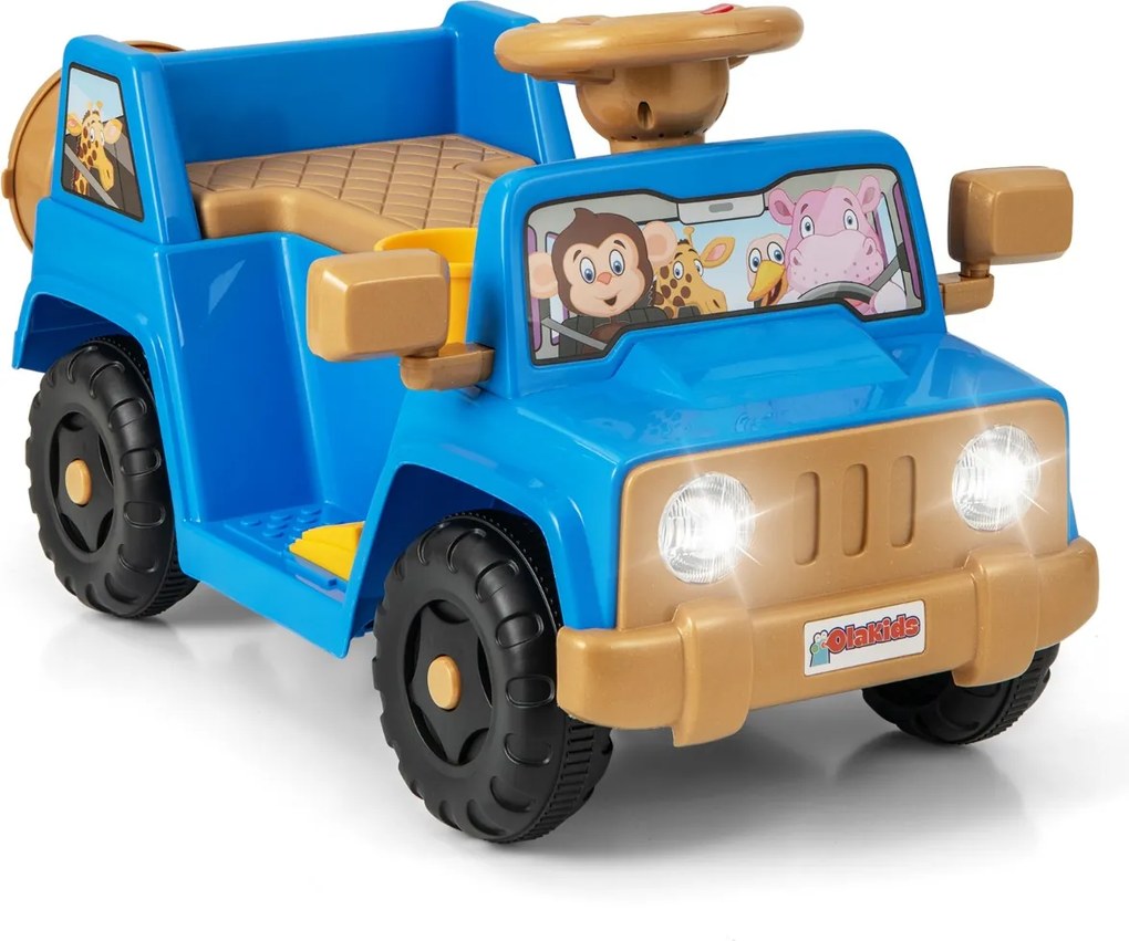 Carro elétrico 6V com sons, botão de arranque, porta-copos, luzes LED e rodas a partir dos 18 meses até 36 meses Azul marinho
