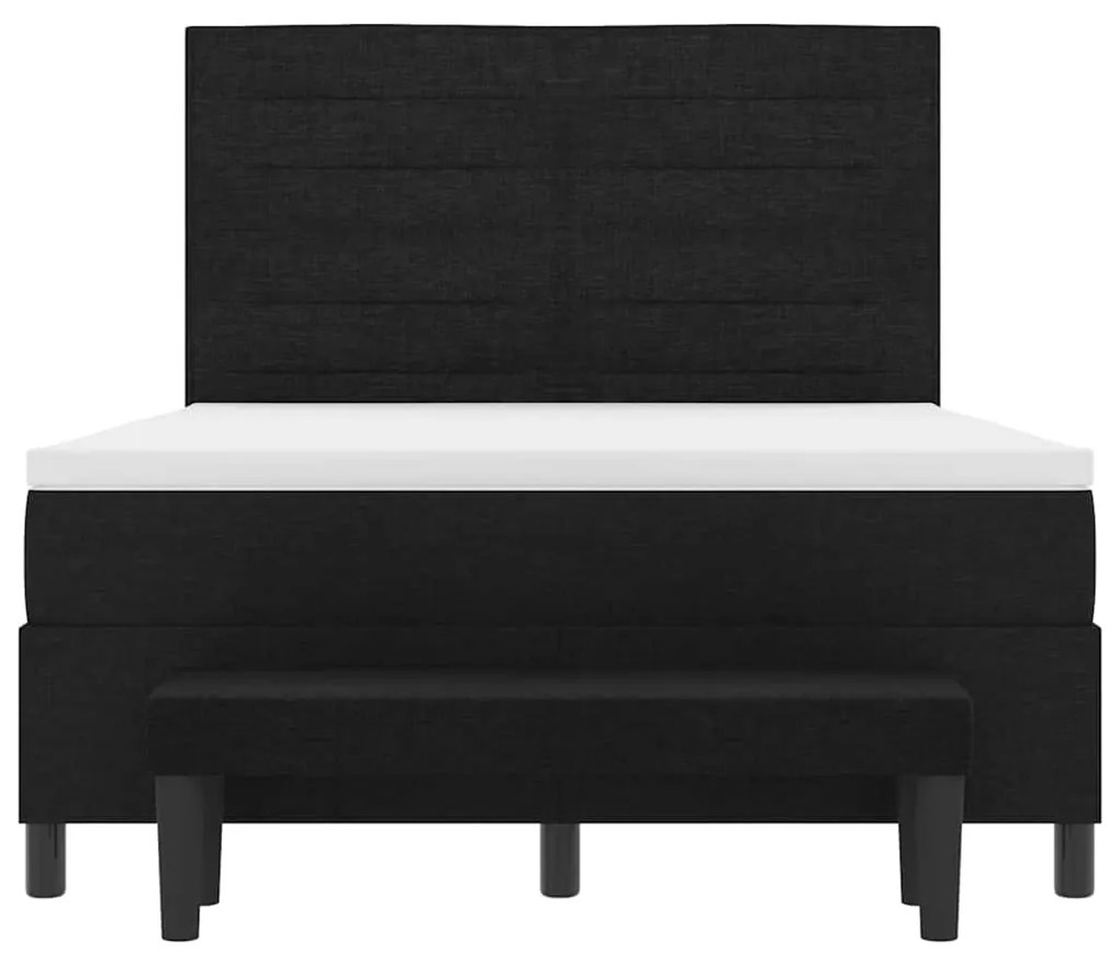 Cama Box com Colchão &amp; Banco Preto 160x200 cm Tecido