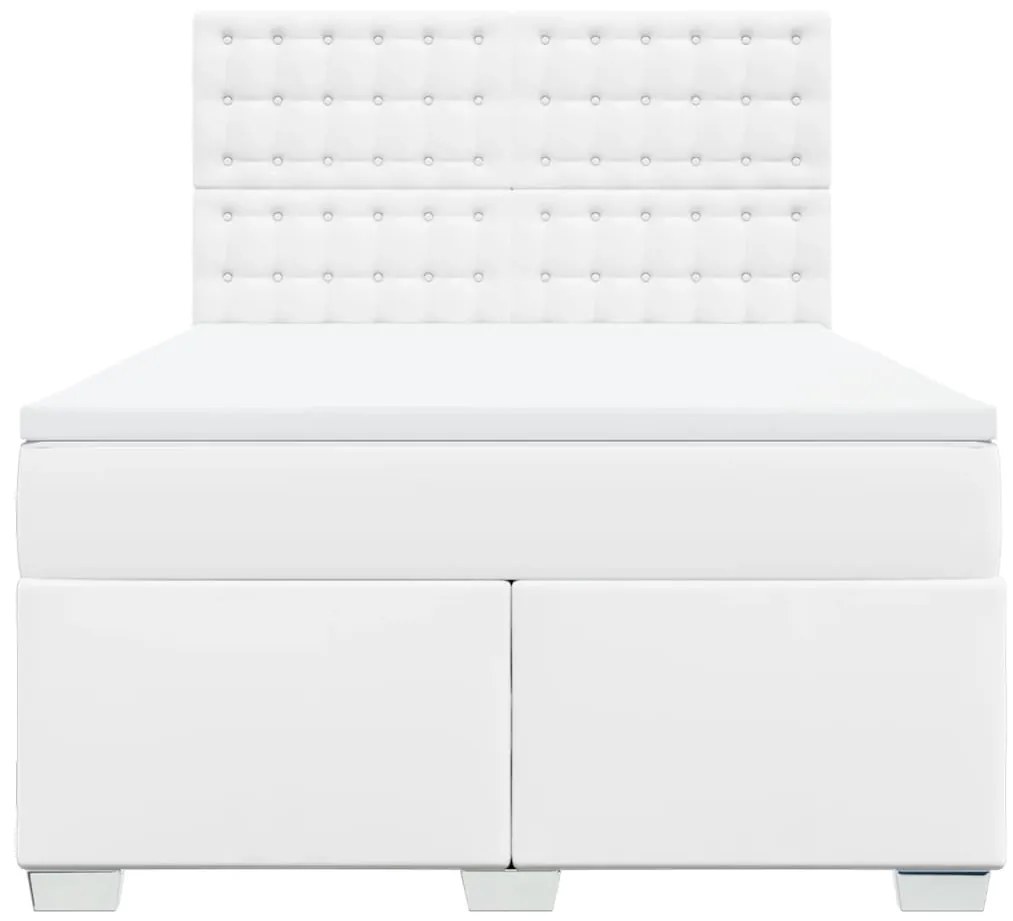 Cama com molas/colchão 140x200 cm couro artificial branco