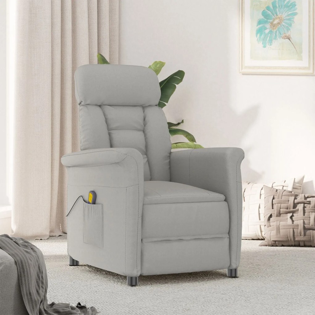 Cadeira de Massagem vidaXL Cinza Claro em Tecido Microfibra