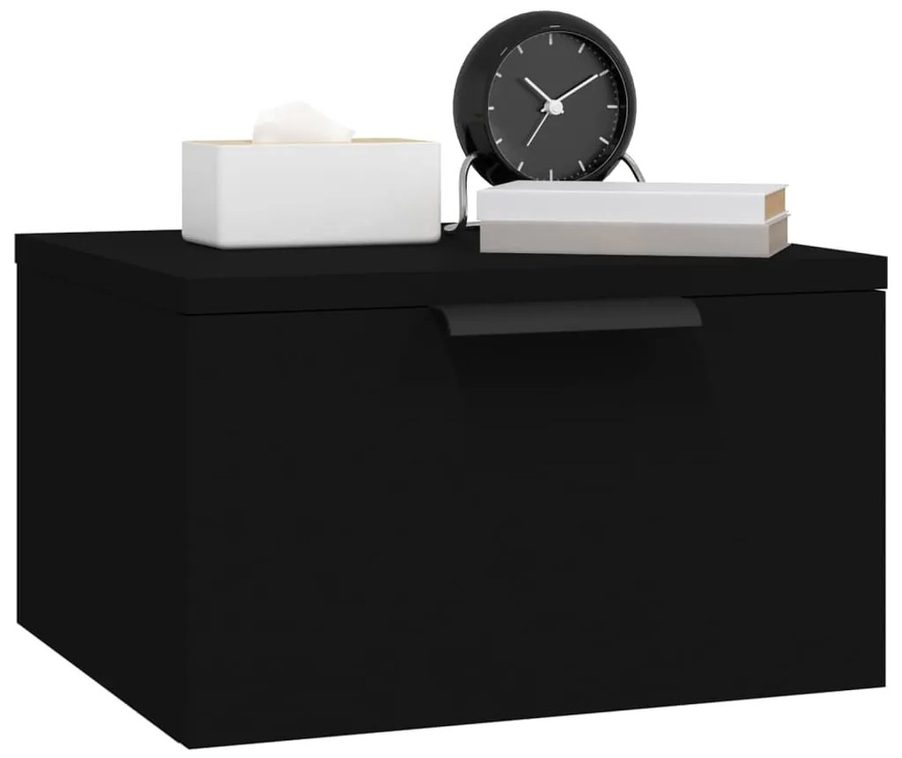 Mesa de cabeceira de montagem na parede 34x30x20 cm preto