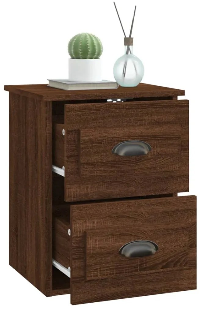 Mesas de cabeceira parede 2 pcs 41,5x36x53 cm carvalho castanho