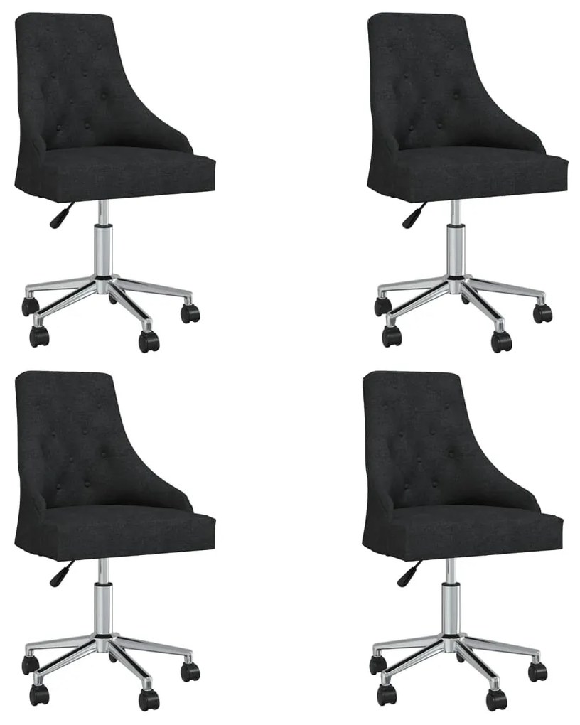 vidaXL Cadeiras de jantar giratórias 4 pcs tecido preto