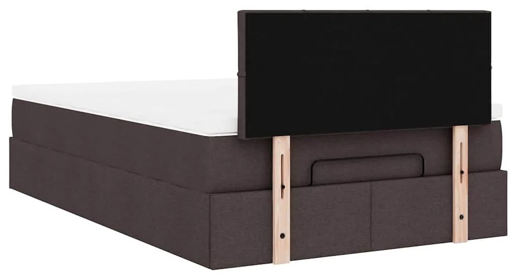 Estrutura de cama otomana com colchão 120x190cm castanho escuro