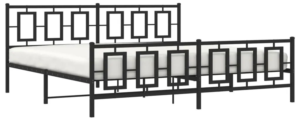 Estrutura de cama com cabeceira e pés 193x203 cm metal preto