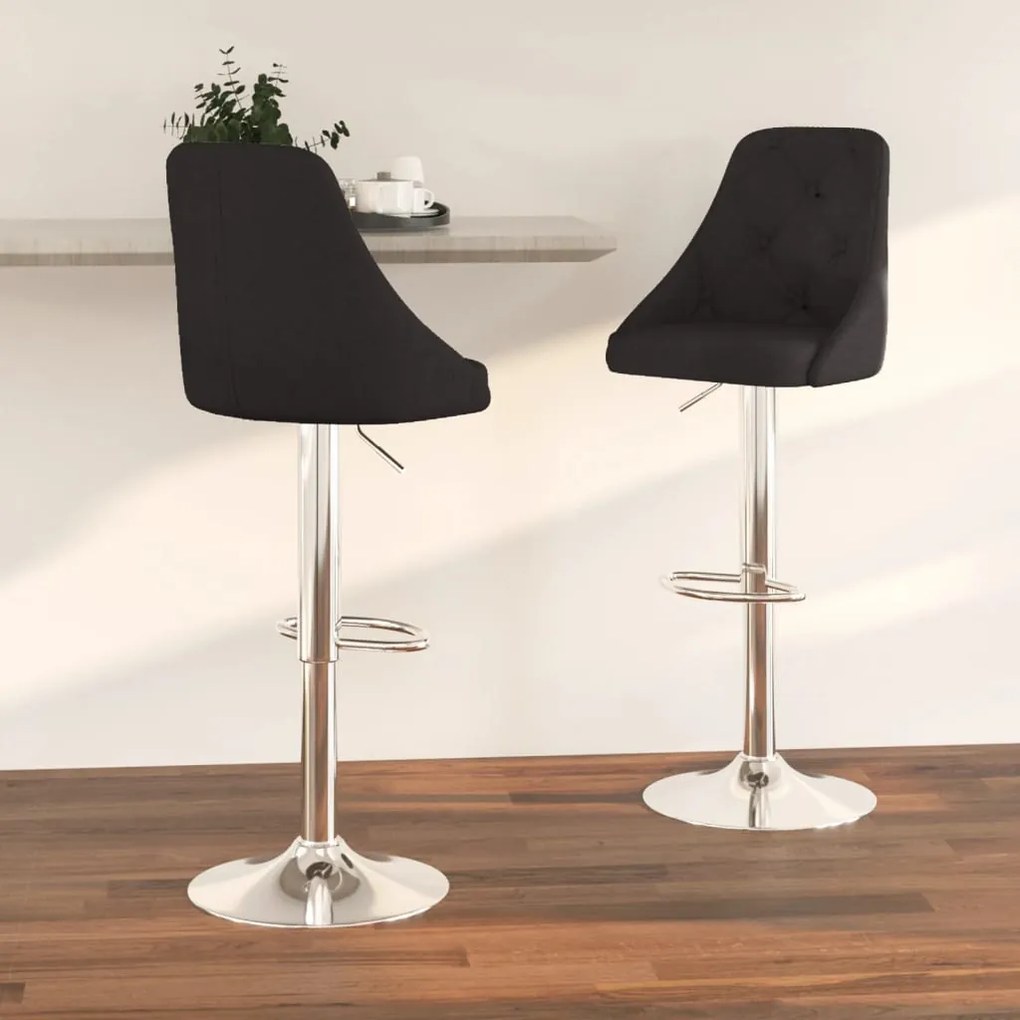 vidaXL Bancos de bar 2 pcs tecido preto