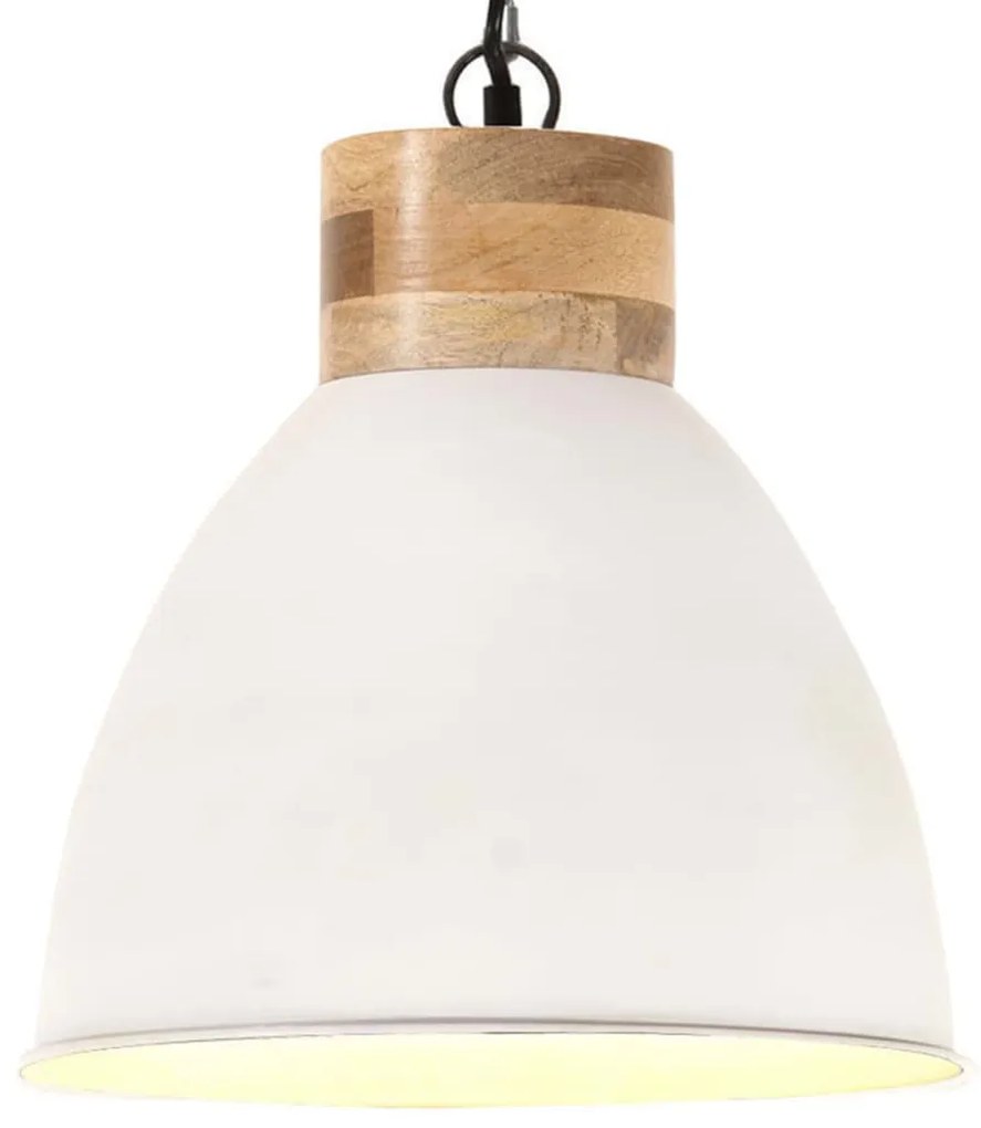 vidaXL Candeeiro teto industrial 46cm E27 ferro branco/madeira maciça