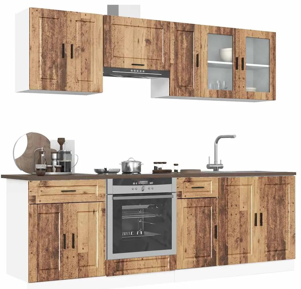 vidaXL 8 peças armário de cozinha conjunto Kalmar madeira velha