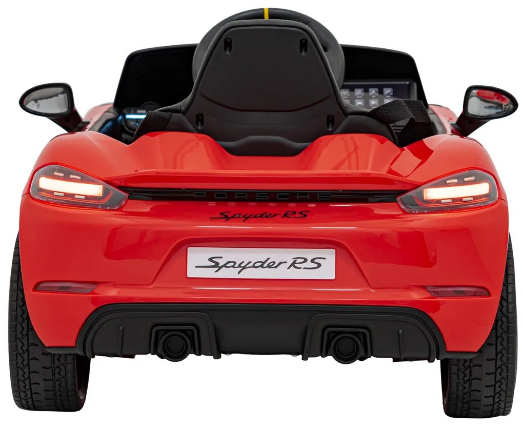 Carro elétrico para Crianças 12V Porsche Spyder RS 718, Rodas Espuma EVA, assento couro ecológico Carga até 30 kg Vermelho