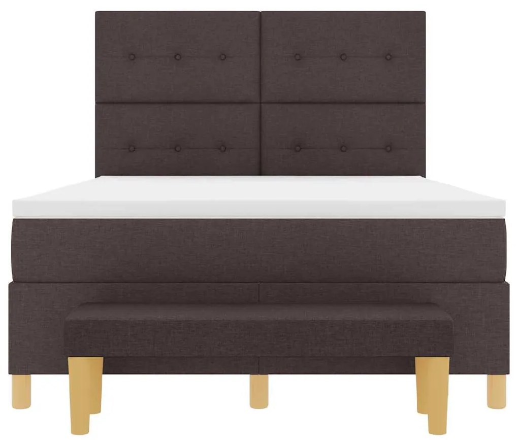 Cama Box com Colchão e Banco vidaXL Marrom Escuro 140x190 cm Tecido