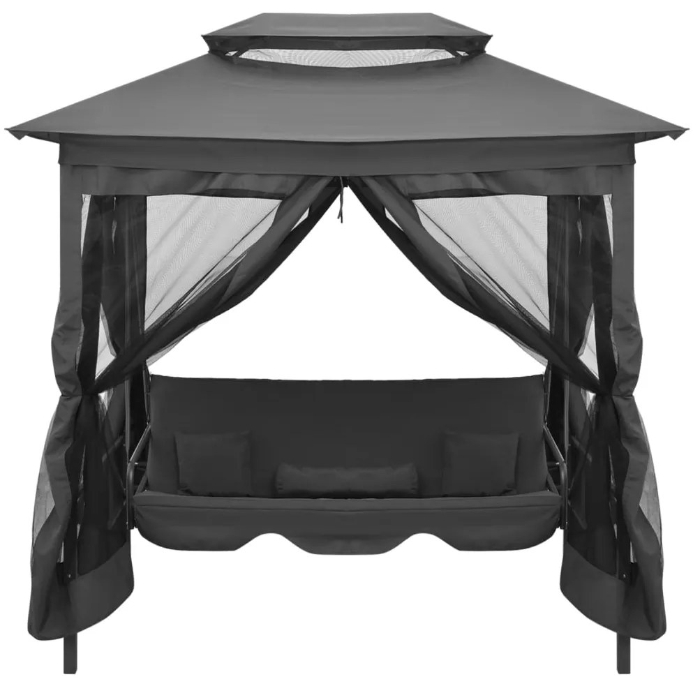 Baloiço jardim + toldo convertível 220x160x240cm aço antracite