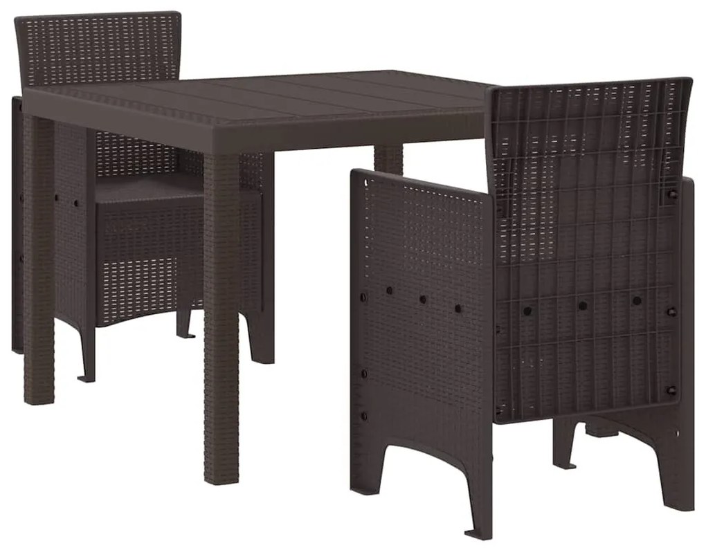 Conjunto de Jantar para Jardim 3 pcs Castanho 100 x 100 x 73 cm