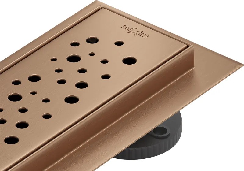 Mexen Flat 360° M12 ralo linear rotativo 90 cm, cobre escovado - 1C21090-40