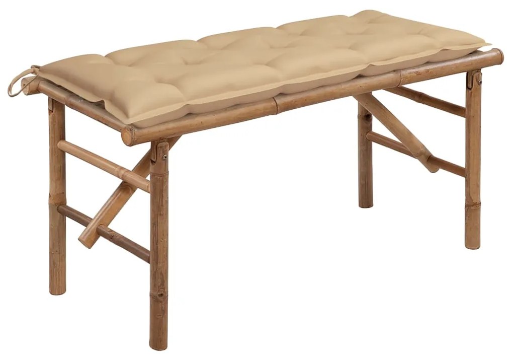 3063867 vidaXL Banco de jardim dobrável com almofadão 118 cm bambu